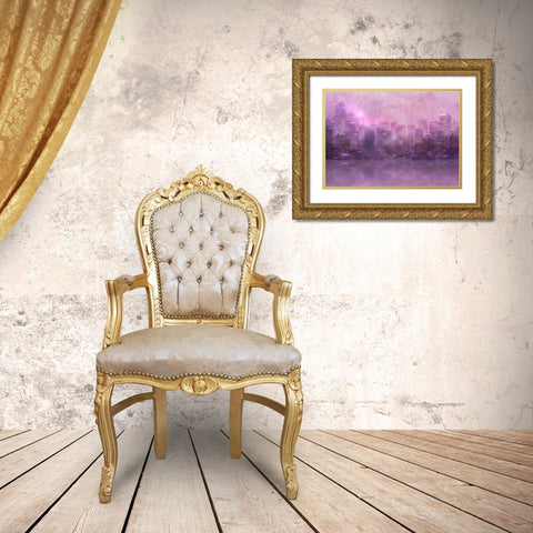 Dusk Skyline Gold Ornate Wood Framed Art Print with Double Matting by Roko, Ken