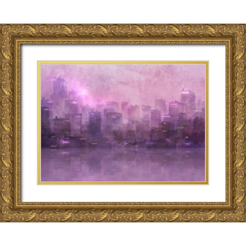 Dusk Skyline Gold Ornate Wood Framed Art Print with Double Matting by Roko, Ken