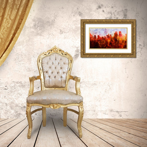 Dawn Skyline Gold Ornate Wood Framed Art Print with Double Matting by Roko, Ken
