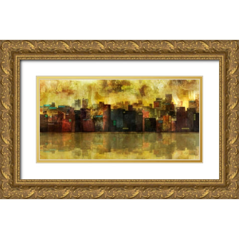 Evening Skyline Gold Ornate Wood Framed Art Print with Double Matting by Roko, Ken