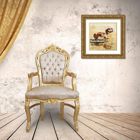 Dachshund Sketch Gold Ornate Wood Framed Art Print with Double Matting by Roko, Ken