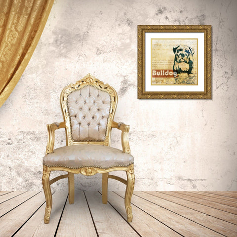 Bulldog Sketch Gold Ornate Wood Framed Art Print with Double Matting by Roko, Ken