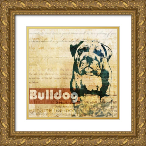 Bulldog Sketch Gold Ornate Wood Framed Art Print with Double Matting by Roko, Ken