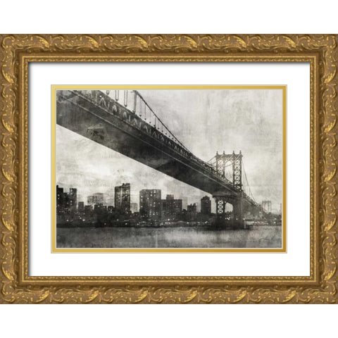 City Bridge 1 Gold Ornate Wood Framed Art Print with Double Matting by Roko, Ken