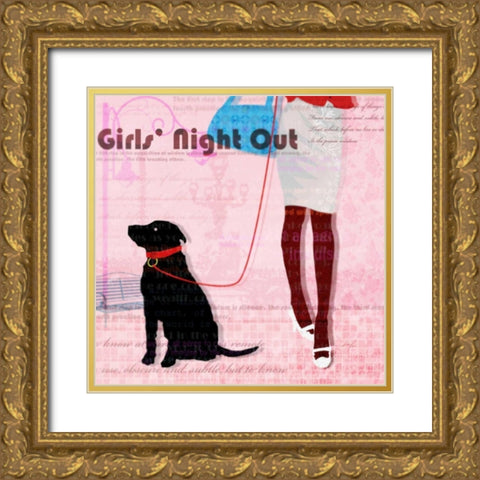 Girls Night Gold Ornate Wood Framed Art Print with Double Matting by Roko, Ken