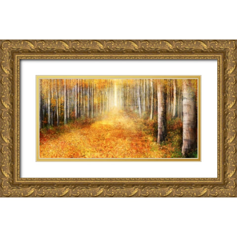 Yellow Path 1 Gold Ornate Wood Framed Art Print with Double Matting by Roko, Ken
