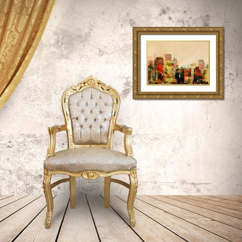 City Beyond 1 Gold Ornate Wood Framed Art Print with Double Matting by Roko, Ken
