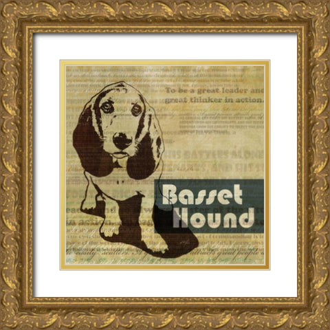 Bassett Hound Sketch  Gold Ornate Wood Framed Art Print with Double Matting by Roko, Ken