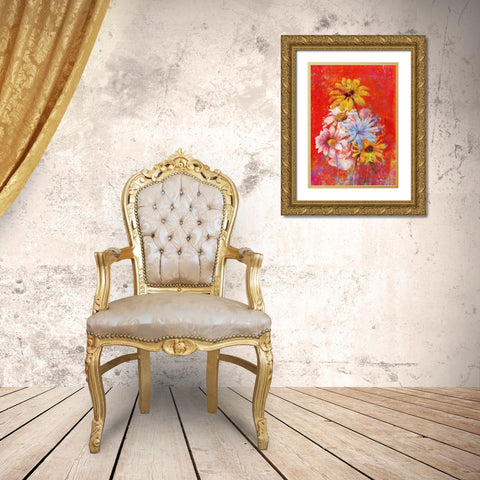 Vibrant Posies 1 Gold Ornate Wood Framed Art Print with Double Matting by Roko, Ken
