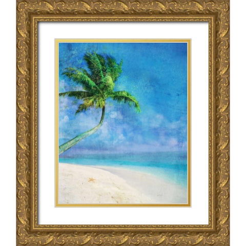 Palm Beach and Starfish Gold Ornate Wood Framed Art Print with Double Matting by Roko, Ken