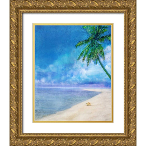 Palm Beach and Shell Gold Ornate Wood Framed Art Print with Double Matting by Roko, Ken