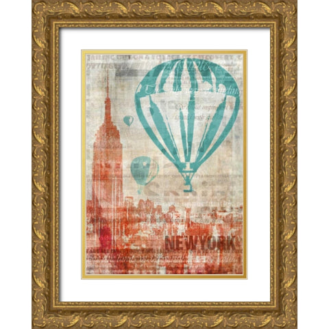 New York Travel Gold Ornate Wood Framed Art Print with Double Matting by Roko, Ken