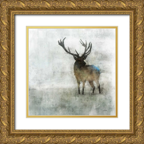 Silent Stag Gold Ornate Wood Framed Art Print with Double Matting by Roko, Ken