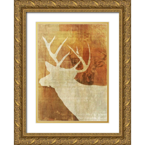 Whitetail Deer Gold Ornate Wood Framed Art Print with Double Matting by Roko, Ken