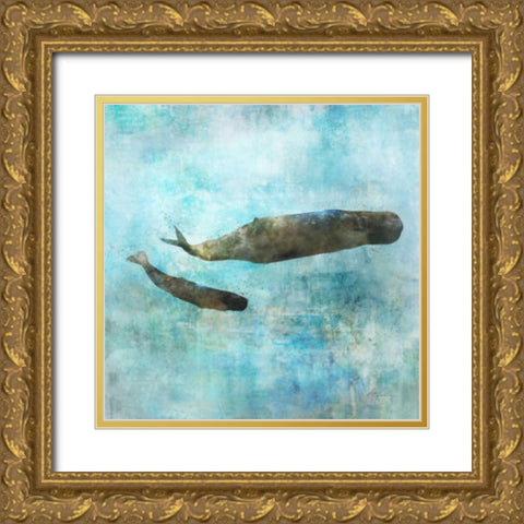 Ocean Whale 2 Gold Ornate Wood Framed Art Print with Double Matting by Roko, Ken