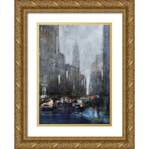 NYC Winter 1 Gold Ornate Wood Framed Art Print with Double Matting by Roko, Ken