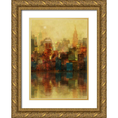 New York Sunshine Gold Ornate Wood Framed Art Print with Double Matting by Roko, Ken