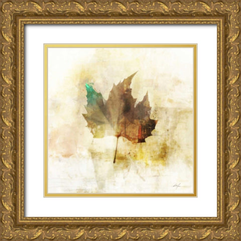 Falling Maple Leaf 1 Gold Ornate Wood Framed Art Print with Double Matting by Roko, Ken