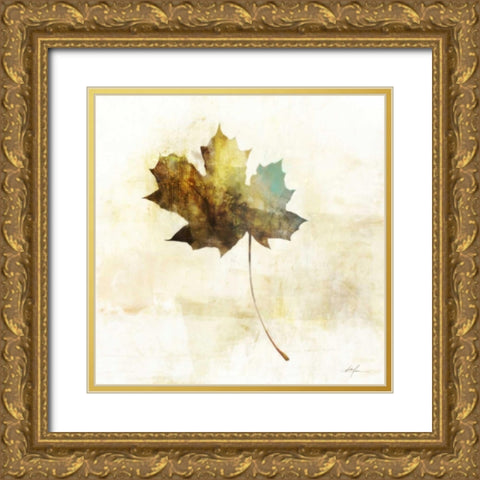 Falling Maple Leaf 2 Gold Ornate Wood Framed Art Print with Double Matting by Roko, Ken