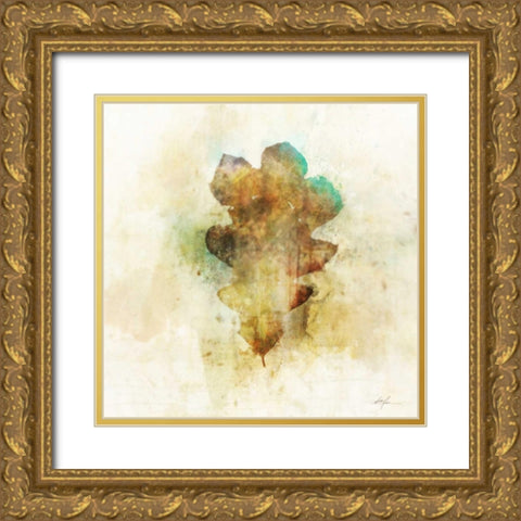 Falling Oak Leaf Gold Ornate Wood Framed Art Print with Double Matting by Roko, Ken