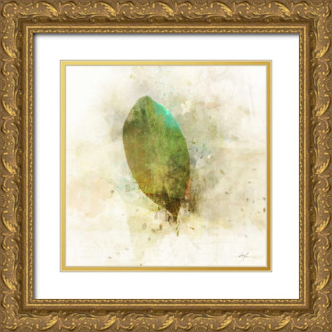 Falling Birch Leaf Gold Ornate Wood Framed Art Print with Double Matting by Roko, Ken