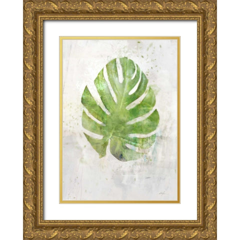 Textured Split Leaf Palm Gold Ornate Wood Framed Art Print with Double Matting by Roko, Ken