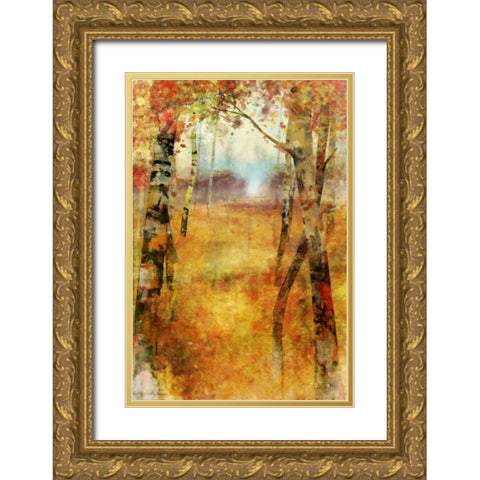 Splashes of Autumn Gold Ornate Wood Framed Art Print with Double Matting by Roko, Ken
