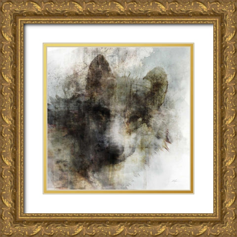 Wolf Call Gold Ornate Wood Framed Art Print with Double Matting by Roko, Ken