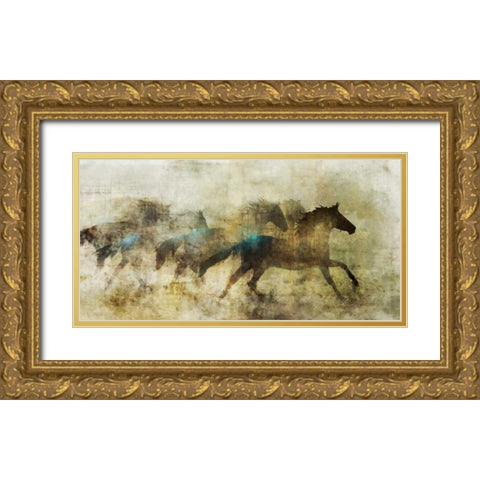 Horses, Beautiful And Free Gold Ornate Wood Framed Art Print with Double Matting by Roko, Ken