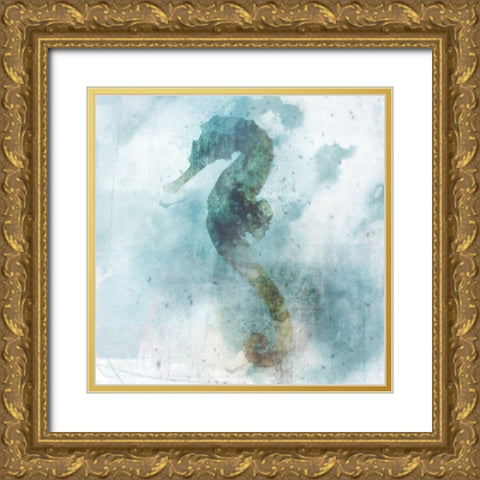 Coatal Mist Seahorse Gold Ornate Wood Framed Art Print with Double Matting by Roko, Ken