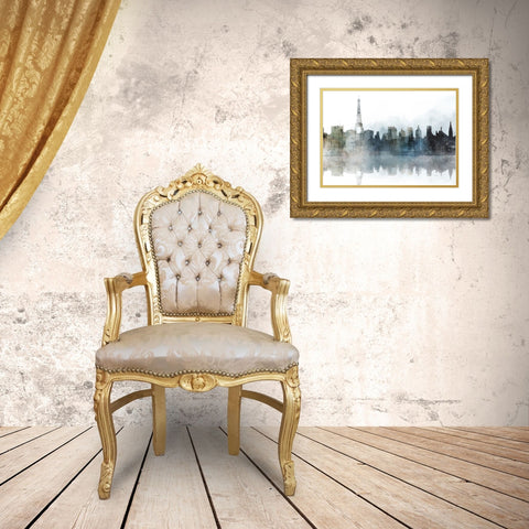 City Mood, Paris Gold Ornate Wood Framed Art Print with Double Matting by Roko, Ken