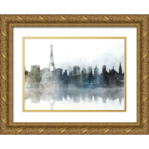 City Mood, Paris Gold Ornate Wood Framed Art Print with Double Matting by Roko, Ken