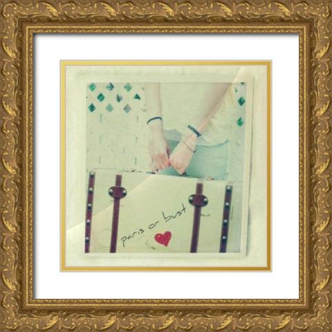 Paris Or Bust Gold Ornate Wood Framed Art Print with Double Matting by Dvorak, Vicki