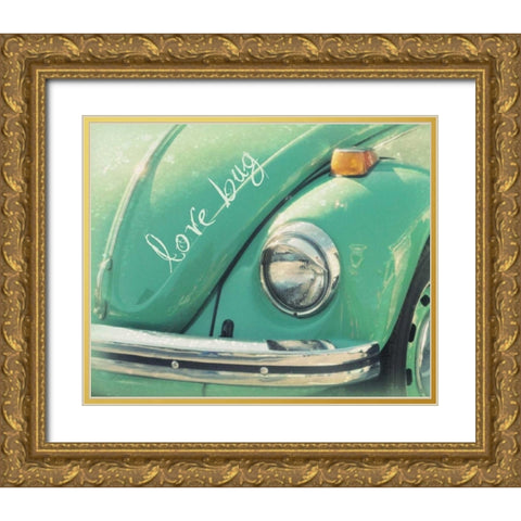 Love Bug Green Gold Ornate Wood Framed Art Print with Double Matting by Dvorak, Vicki