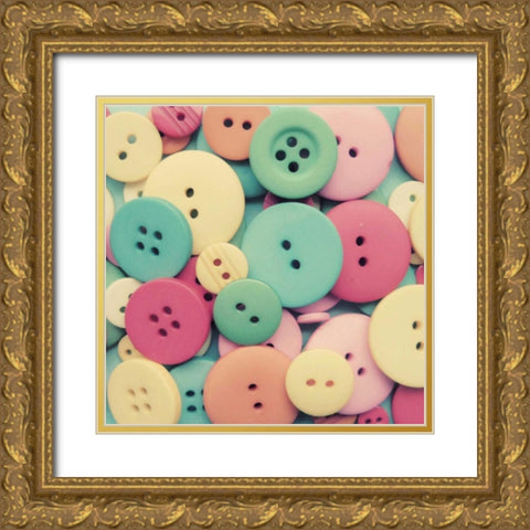 Buttons Buttons Gold Ornate Wood Framed Art Print with Double Matting by Dvorak, Vicki