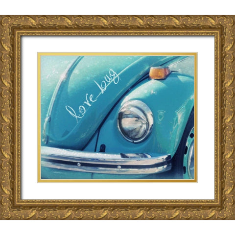 Love Bug Blue Gold Ornate Wood Framed Art Print with Double Matting by Dvorak, Vicki