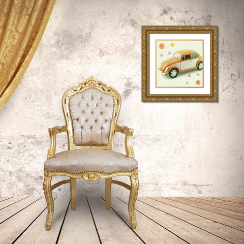 Orange Daisies Gold Ornate Wood Framed Art Print with Double Matting by Dvorak, Vicki