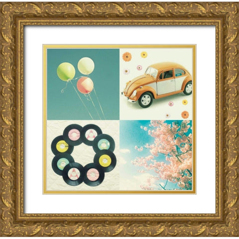 Happy Day Gold Ornate Wood Framed Art Print with Double Matting by Dvorak, Vicki
