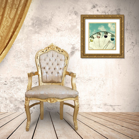 Retro Farris Wheel Gold Ornate Wood Framed Art Print with Double Matting by Dvorak, Vicki