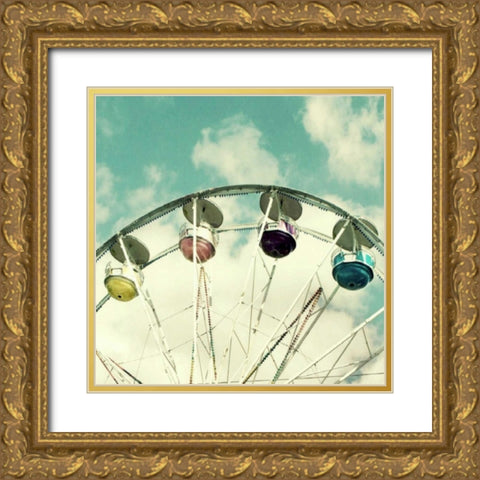 Retro Farris Wheel Gold Ornate Wood Framed Art Print with Double Matting by Dvorak, Vicki