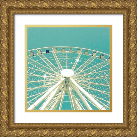 Blue and White Sparkle Gold Ornate Wood Framed Art Print with Double Matting by Dvorak, Vicki