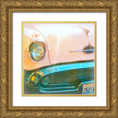 Pink Car Gold Ornate Wood Framed Art Print with Double Matting by Dvorak, Vicki