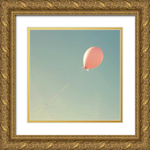 Pink Balloon Gold Ornate Wood Framed Art Print with Double Matting by Dvorak, Vicki