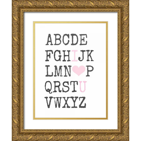 Love You Text Gold Ornate Wood Framed Art Print with Double Matting by Dvorak, Vicki