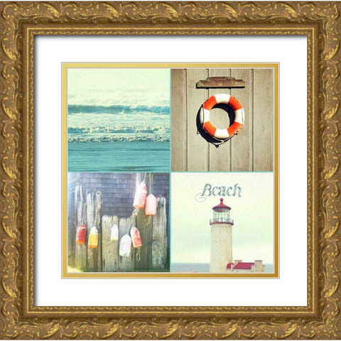 Ocean Blue BEACH Gold Ornate Wood Framed Art Print with Double Matting by Dvorak, Vicki