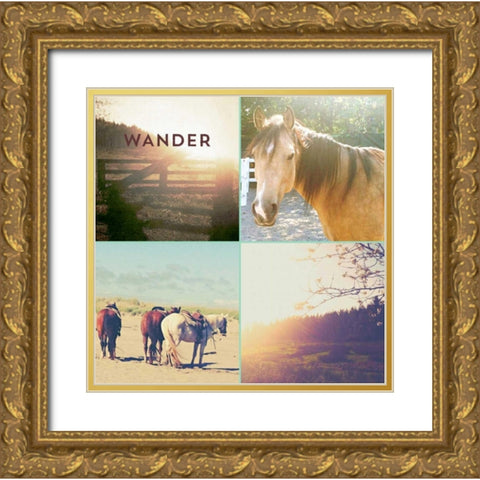 Horses And Sunburst WANDER Gold Ornate Wood Framed Art Print with Double Matting by Dvorak, Vicki