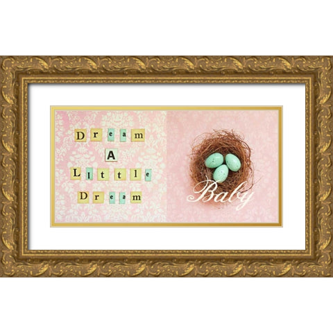 Dream a Little Dream Baby Gold Ornate Wood Framed Art Print with Double Matting by Dvorak, Vicki