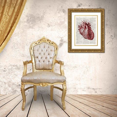 Vintage Anatomy Heart Gold Ornate Wood Framed Art Print with Double Matting by James, Christopher