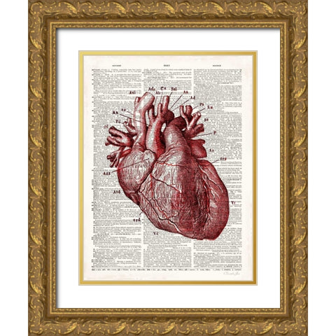 Vintage Anatomy Heart Gold Ornate Wood Framed Art Print with Double Matting by James, Christopher