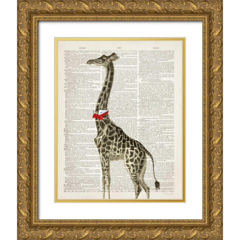 Dapper Giraffe Gold Ornate Wood Framed Art Print with Double Matting by James, Christopher